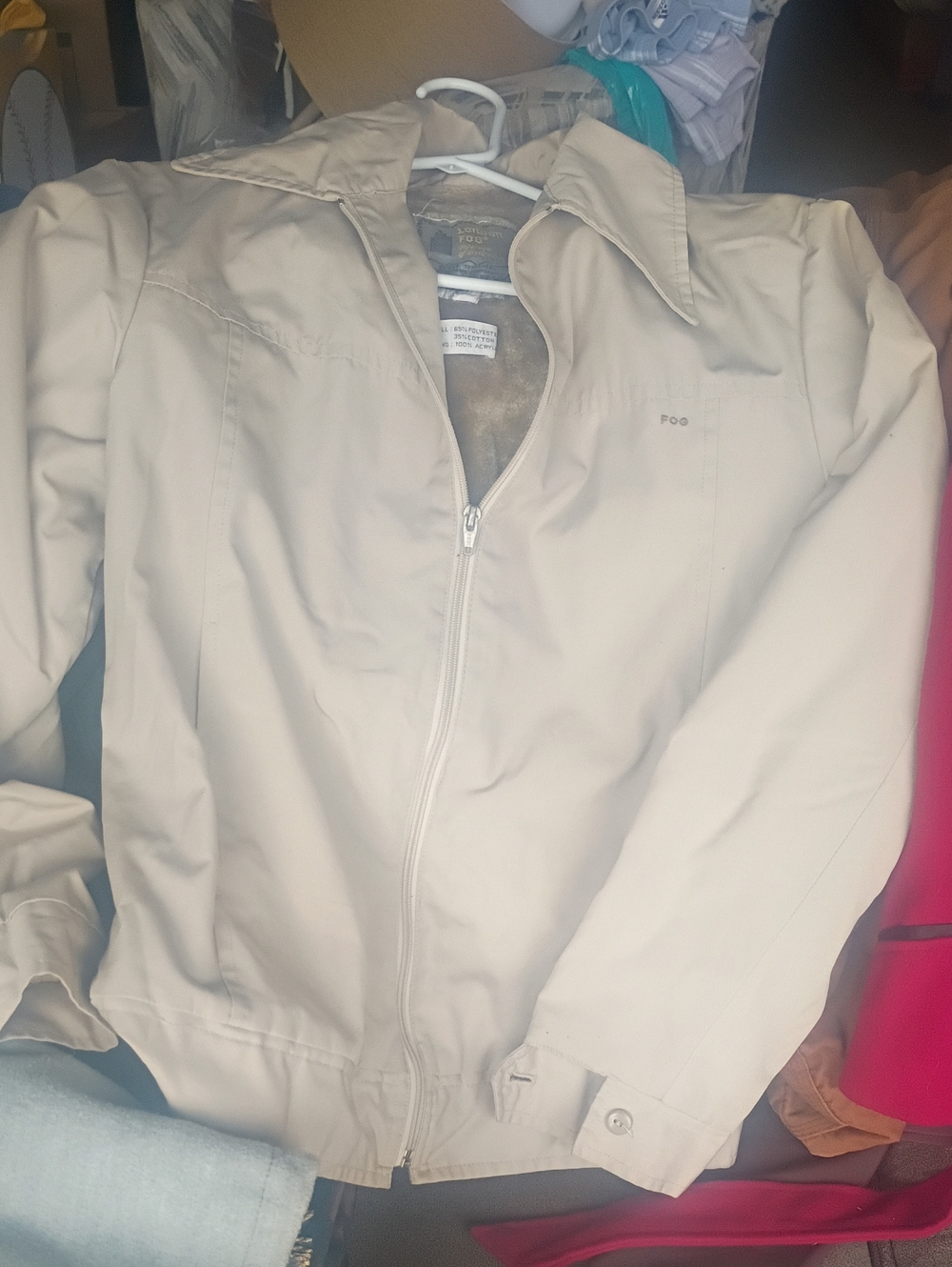 London Fog Beige Zip-Front Bomber Jacket